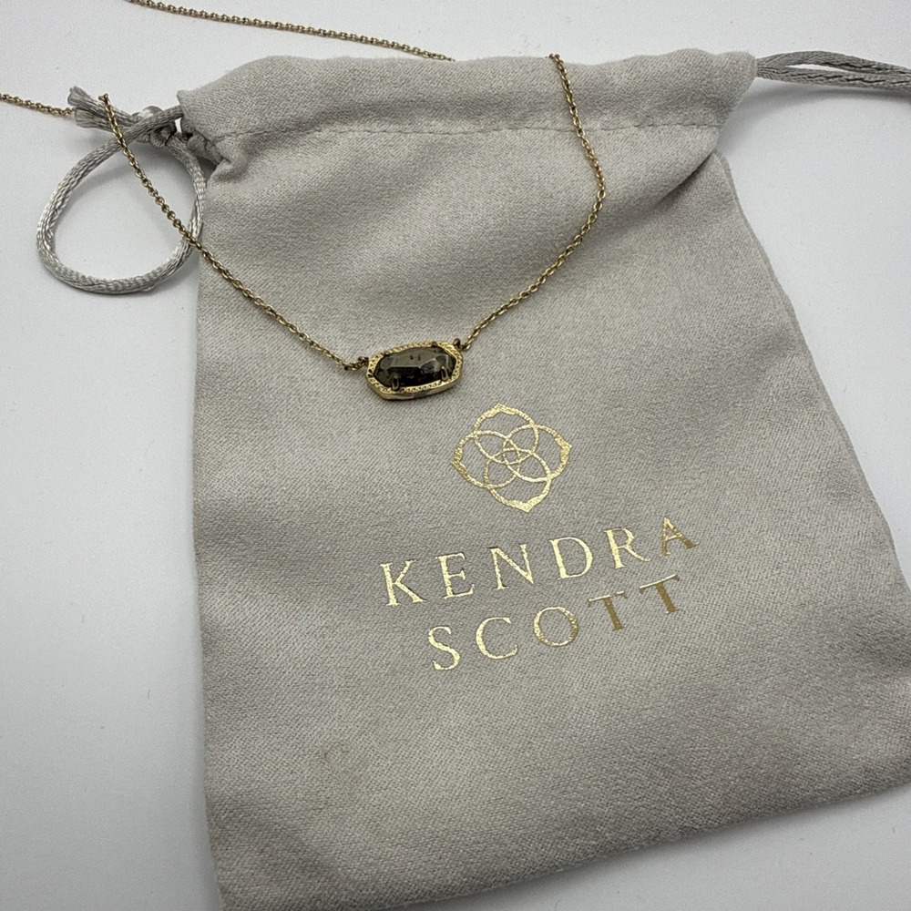Kendra Scott Elisa Gold Pendant Necklace in Black Drusy